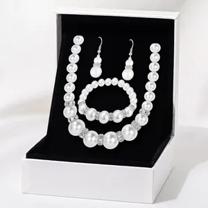 Necklace Earrings Set Silver Pearl Rhinestone Natural Freshwater Includes Stunning Bracelet And Jewelry Gift