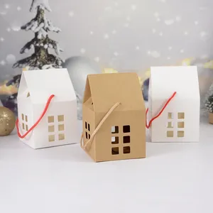 Weihnachtsdekorationen, 5 Stück, Hausform, Süßigkeitenboxen, Geschenke, Verpackungsbeutel für das Weihnachtsjahr, DIY-Plätzchen-Verpackungsbox, Zubehör