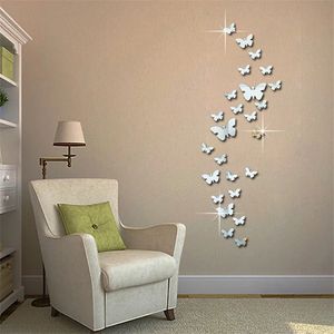 Adesivos de parede 12pcslot 3D borboleta espelho adesivo decalque arte removível decoração de casamento quarto infantil 231019