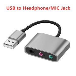 High Quality USB Type A To 3.5mm Headphone Jack / Mic Jack Audio Microphone Converter External Free Driver USB sound card For PC Laptop Android TV With Retail Package