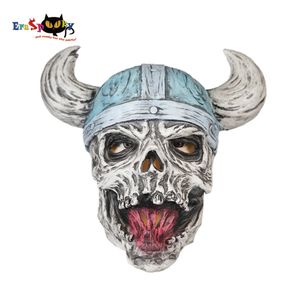 cosplay Eraspooky Horror Vinking Skull Latex Mask Bull Helmet Pirate Cosplay Halloween Costume for Adult Festival Party Props Headgearcosplay