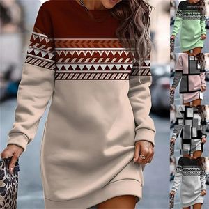 Casual Dresses Ethnic Retro Sweatshirt Mini Pencil Dress Winter Women Harajuku Långärmad höft Wrap Party Lady Fashion Street Vestidos