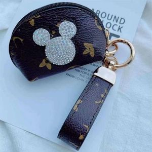 Presbyopia Keychain Buckles araba anahtarları Tutucu Çanta Anahtar Yüzük Sevimli Kahverengi Çiçek Rhinestone Fare PU Deri Anahtarlama Kolye Moda Des2904