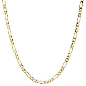 Colar de elos de corrente Figaro feminino fino de 2 mm em ouro amarelo 14K sólido 18 222C