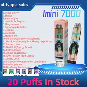 IMINI TORNADO 7000 PULDS 7K engångsvapspenna Puff 7000 Elektroniska Sigaretter 15 ml POD Mesh Coil 6 RGB Cigarrillos Desechables 0% 2% 3% 5% Puff 10000 Device Vaper Vapes