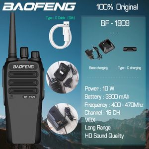 Walkie talkie baofeng bf 1909 10watts 3800mAh UHF 400 470MHz långvarig bärbar tvåvägs Radio BF 888S uppgraderad versionstation 231019