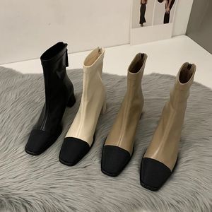 Botas outono mulheres tornozelo moda couro macio salto alto barcos curtos senhoras elegantes botas 231019