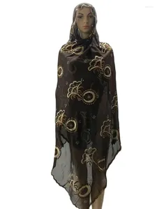 Abbigliamento etnico Ultima mussola africana Hijab islamico Dubai Sciarpa ricamata Kashkha Scialli musulmani Cotone Disegni di buona qualità