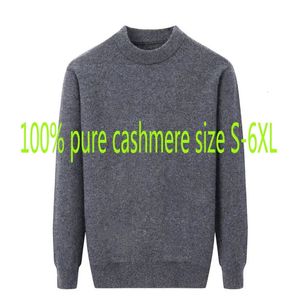 Suéteres masculinos moda homens 100% suéter de caxemira grande quente espessado inverno casual o-pescoço computador pullovers de malha plus size s-5xl 6xl 231019