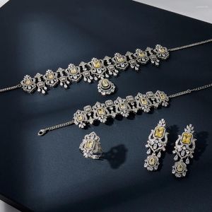 Necklace Earrings Set INJEWELIFE Luxury Choker For Women Cubic Zircon Full Jewellery Woman Saudi Arabia Wedding Party Accessory