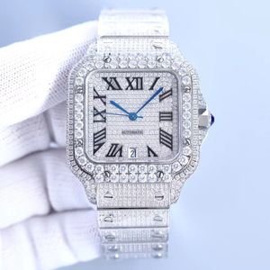 Zegarek luksus moissanite lodowane zegarki Hip Hop Bust w dół Unisex Diamond zegarek ze stali nierdzewnej Studdowy na nadgarstku Watche Waterproof Montres