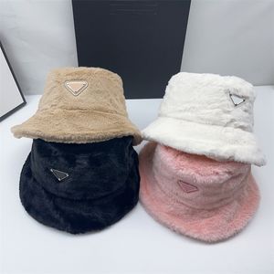 Designer inverno malha gorro de lã chapéu feminino grosso malha grossa quente pele sintética pom gorros chapéus feminino bonnet balde bonés bonito adorável boné