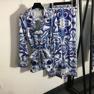 718 2023 Minlan Style Spring Summer Märke Samma stil Två stycken Set Pants Lapel Neck Empire långärmad högkvalitativ Meiyi1774