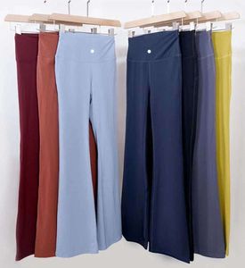 Yoga Vendita calda Pantaloni svasati Scanalati Lunghi Donna Palestra Vita alta Slim Fit Pancia Pantaloni a zampa d'elefante Mostra Gambe Fiess Net Vernici a tinta unita