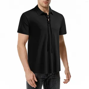 Camisetas masculinas camisetas grandes altas primavera e verão viagens de algodão cânhamo Retro lapela suspensa de manga longa camiseta com spandex