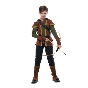 cosplay Eraspooky Vintage Archer Forest Hunter Cosplay Boys Hoodie Quiver Halloween Costume for Kids Christmas Party Game Fancy Dresscosplay