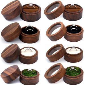 Jewelry Boxes Wooden Ring Box Double Couple Rings Holder Earrings Stud Storage Proposal Wedding Anniversary Organizer Packing 231019