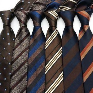 Neck Ties Luxury 8CM Mens Necktie Striped Stripes For Man Groom Groomsman Jacquard Woven Tie Formal Business Party Accessories 231019