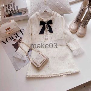Clothing Sets Princess Kids Girl 2pcs Clothes Set Spring Autumn Teenager Children Sweet Coat Outwear+Dress Vintage Outfits Suit for 3-15 years J231020