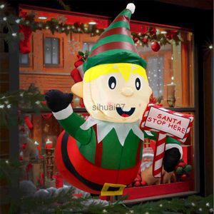 크리스마스 장식 ourwarm 3.5ft 크리스마스 엘프 팽창 식 기울기 창에서 크리스마스 장식 야외 LED 가벼운 팽창 식 X1020