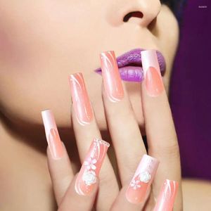 Falska naglar manikyr hög plast charmiga bågsdesign 24st extra lång strass för kvinnliga fyrkant