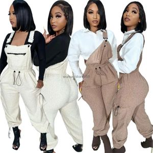 Designer fleece overall kvinnor faller vinter tjockare jumpsuits casual varm lös hängbyxor mode en bit overall bulk grossistkläder