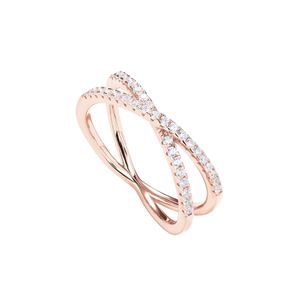 14k Gold Plated X Ring Imitation Diamond CZ Women's Cross Ring som en gåva till flickvän och bästa vän