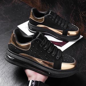 Elbise ayakkabı altın bahar sonbahar gündelik spor ayakkabılar erkek spor tarzı siyah patent parlak düz öğrenci gençler trend karışık renkler 231019