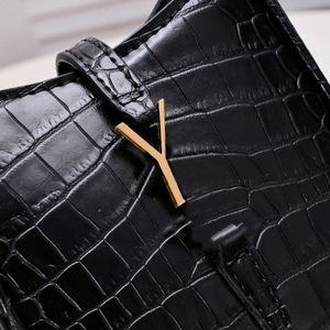 LE37NEW Luxury Handbag Bag Shiny Leather Bucket Bag Tote Crossbody Bag Axel Tote äkta läder Hobos Vagrant Bag Crocodile Mönster Plånbok Kopplingspåsar