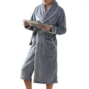 Men's Sleepwear Men Home Clothes Pajamas Super Soft Highly Absorbent Solid Color Pocket Design Couple Bathrobe Winter