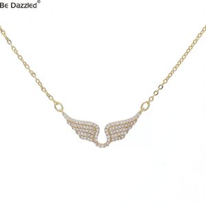 Gargantilhas Delicadas Mulheres 24k Banhado A Ouro Angel Wing Zircon Jóias Charme Cadeia Pingente Colar 231020