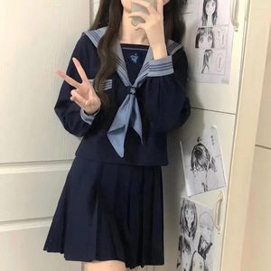 Комплекты одежды в японском стиле, школьная форма для девочек, темно-синий костюм, женский сексуальный костюм JK, блузка моряка, кирта