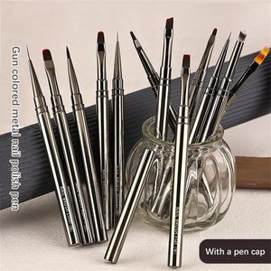 Ferramentas de maquiagem 12pcs unhas Art pincel listra padrão pintura de acrílico UV Gel Extensão Desenho de escultura Pen DIY Manicure Tool 231020