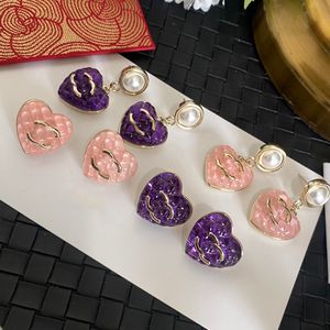 Orecchini con lettere in rame di fascia alta placcato oro reale che non sbiadiscono mai designer di marchi di lusso orecchini in ottone donne strass di cristallo perla cuore orecchini pendenti C Jewerlry