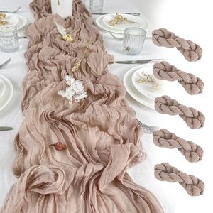 Table Runner 6PCS Wedding Table Runner Semi-Sheer Cheesecloth Table Setting Dining Party Christmas Banquets Arches Cake Decor 231019