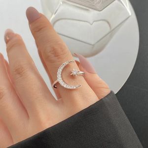 Solitaire Ring en Fashion Crittal Ring Moon Star Open Finger Rings for Women Girls Wedding Engagement Jewelry Gift 231019