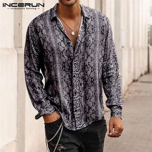 Men's Casual Shirts INCERUN Fashion Printed Shirt Men Long Sleeve Streetwear Brand Personality Tops Party Turn-down Collar Ch214y