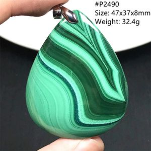 Pendant Necklaces Top Natural Green Malachite Necklace Pendant For Women Man Healing Luck Gift Beads Stone Silver Crystal Gemstone Jewelry AAAAA 231020