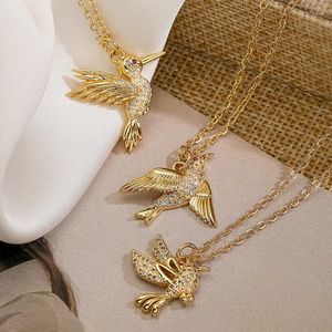 Anhänger Halsketten Vintage Damen Vogel Halskette Luxus Ästhetische Vollzirkon Halsband Tier Elegant Hals Schlüsselbein Kette Modeschmuck