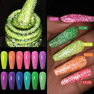 Nail Polish Mtssii Reflexivo Fluorescente Gel Glitter Neon Semi Permanente Verniz Soak Off UV Sparkling Art 231020