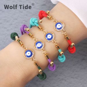 New Milan Cord Diamond Golden Devil's Eye Bracelet Women's Handmade Bangle Bracelets Set Beaded Round Blue Charm Vsco Friendship Y2k Mujer Jewelry Wholesale