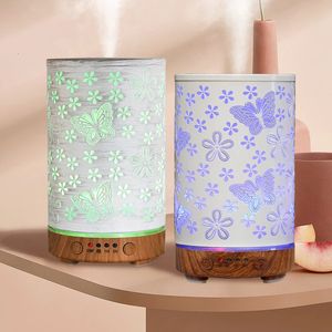 Ångare aromdiffusor Essential Oil Humidifier Scent Ultrasonic Air Hollow Butterfly Mist Maker med LED -lampor 231020