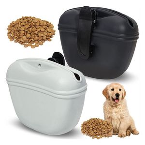 Silikonhundbehandla påse-små husdjursträning påse-bärbar hund behandla väska för koppel med magnetisk stängning och midjeklipp
