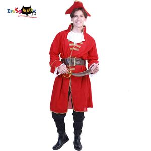 cosplay Eraspooky Halloween per adulti Soldato rosso Cosplay Capitano Blackheart Pirata Costume medievale Mencosplay