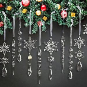 Julekorationer 10st 15 cm dekorationssimulering Ice Xmas Tree Hanging Artificial Clear Fake Icicle Winter Party Home Decor Navidad 231019