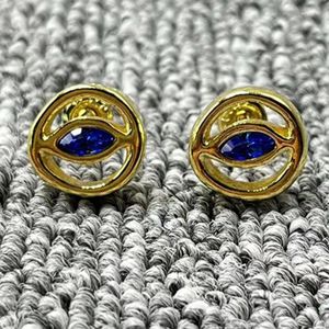 Stud Earrings Spanish Original Fashion Plating 925 Silver Color 14 K Gold Pin Crystal Eye Creative Jewelry Gift Fit Unode50