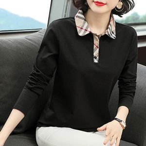 Women's Polos Polo Collar Pure Cotton Shirt Short-Sleeved T-shirt Womens Summer 2023 Mom Middle-Aged Loose Slimming Top