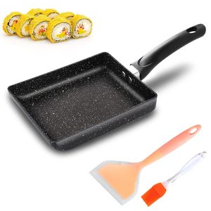 Ferramentas para churrasco Acessórios Tamagoyaki Pan Antiaderente Japonês Omelete Retângulo Frigideiras Cozinhar Rolo de Ovo Café da Manhã Panelas Cozinha 231019