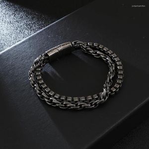 Link Chain Man Bracelets Store 220 11 mm stal nierdzewna retro czarna brzezna podwójna warstwa Mężczyźni JB119218-KFC196F