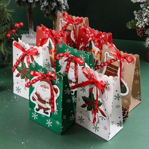 Noel dekorasyonları 12pcs bowknot hediye çantaları büyük kapasiteli kağıt torba Noel unsurları Tasarım Çocuklar Erkek Kızlar Mevcut Dekor